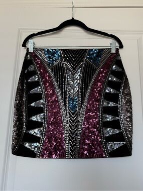 Express 2002/Y2K NWT Sequin Geometric Mini Skirt Size S clubbing evening skirt